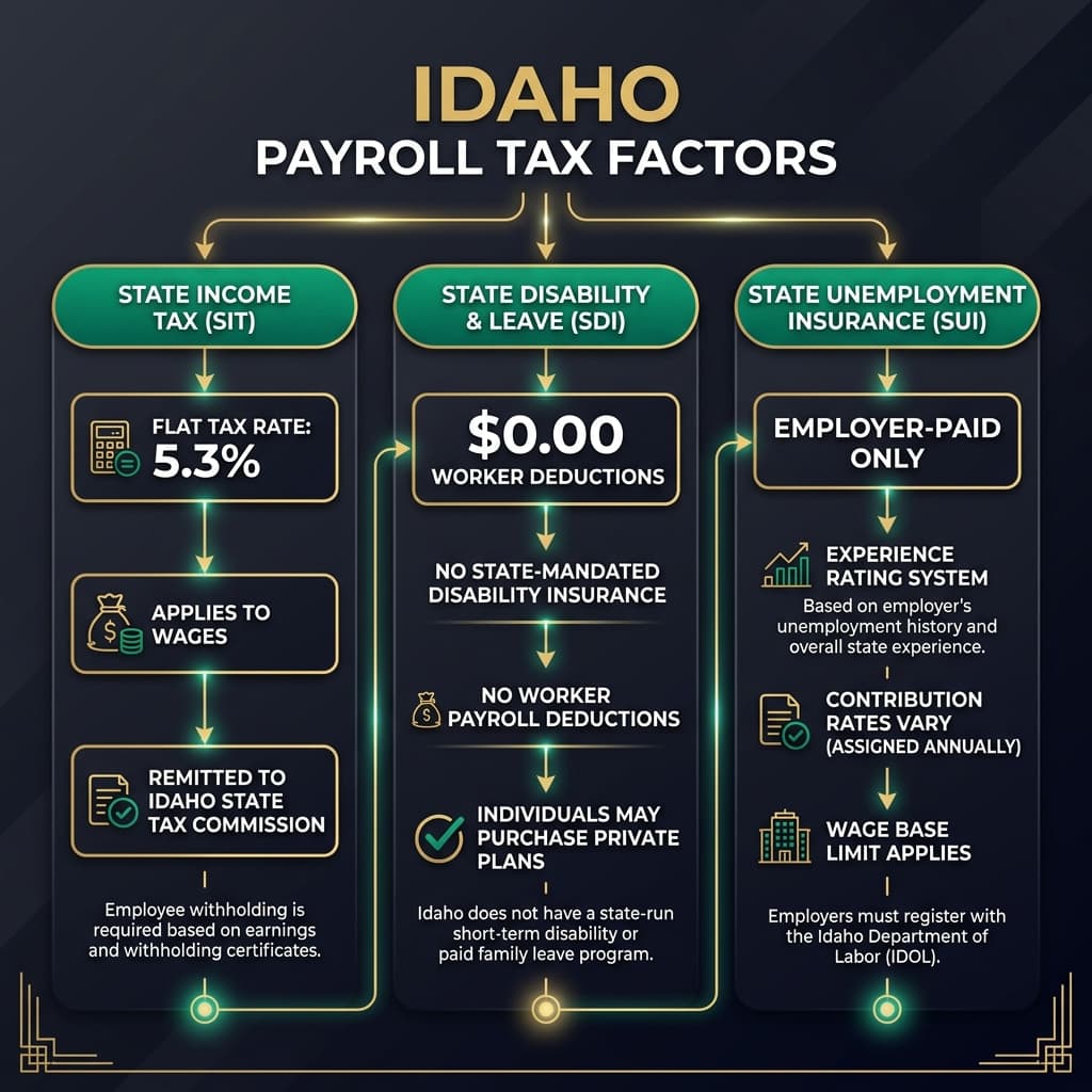 Idaho Payroll Tax Factors and SUI Exemptions Diagram