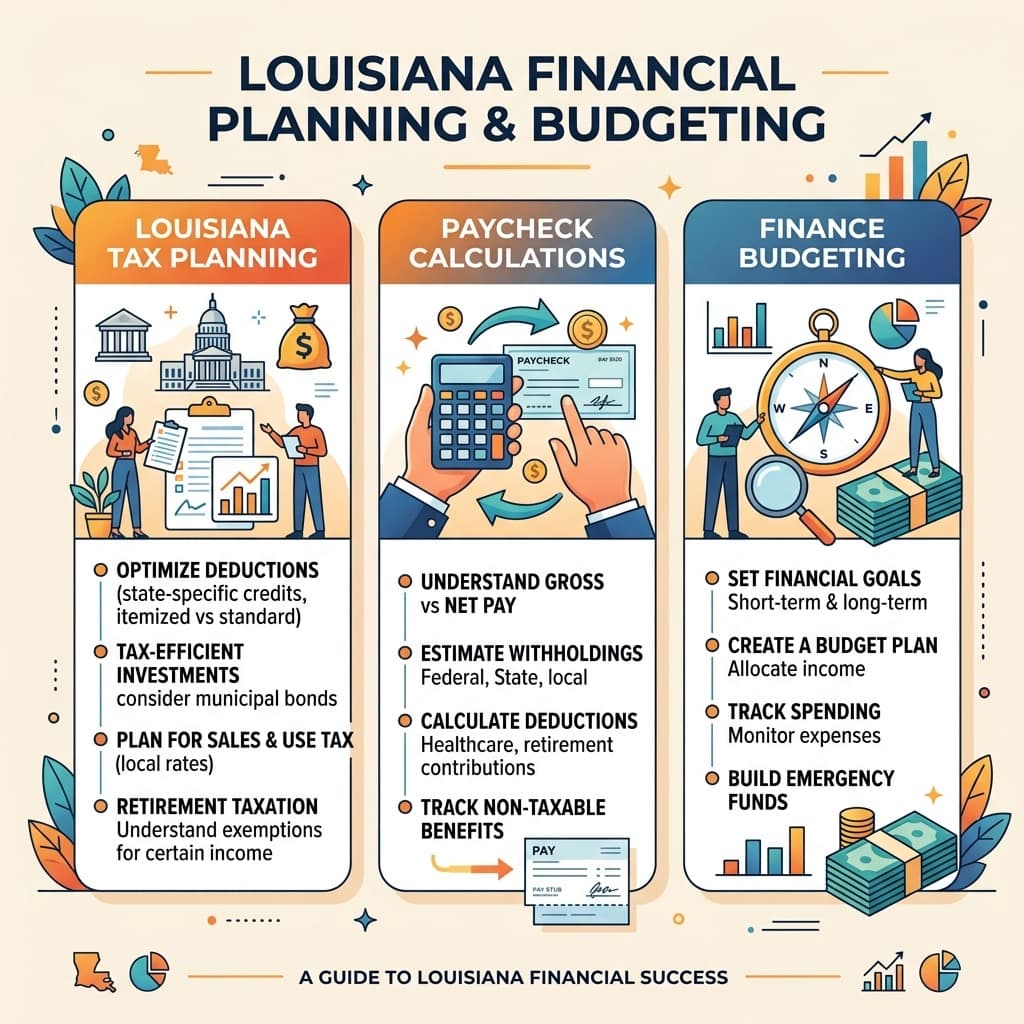 Louisiana Payroll Tax Factors showing standard deductions and flat tax rates