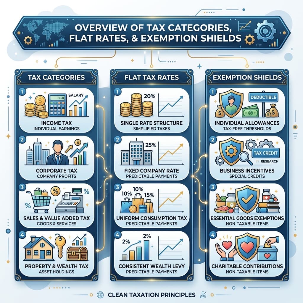 Massachusetts state tax categories, flat rates, and exemption shields overview