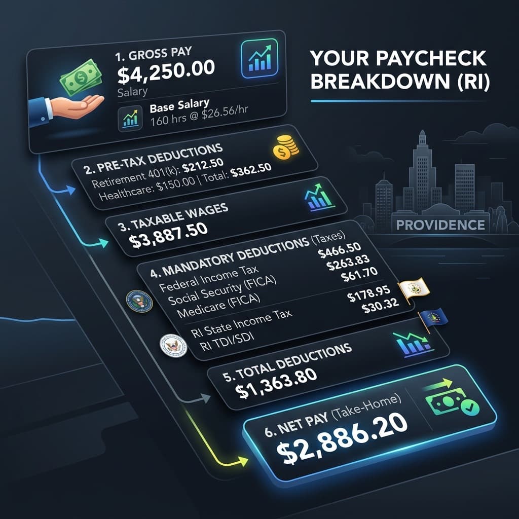 Rhode Island Paycheck Tax Distribution Summary Chart