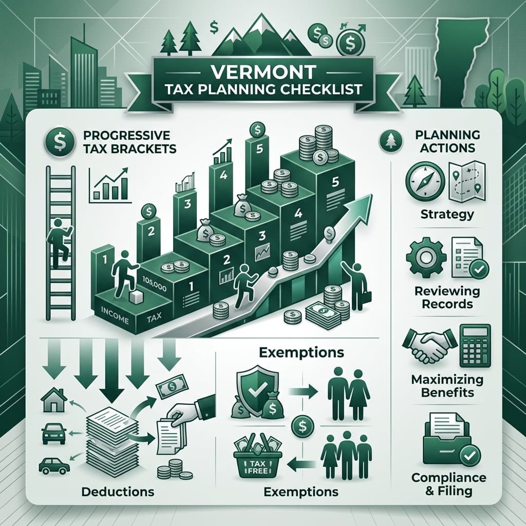 Vermont Tax Planning and Progressive Bracket Infographic